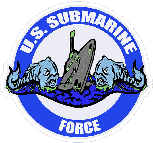 U.S. Submarine Force Round Sticker with Dolphins