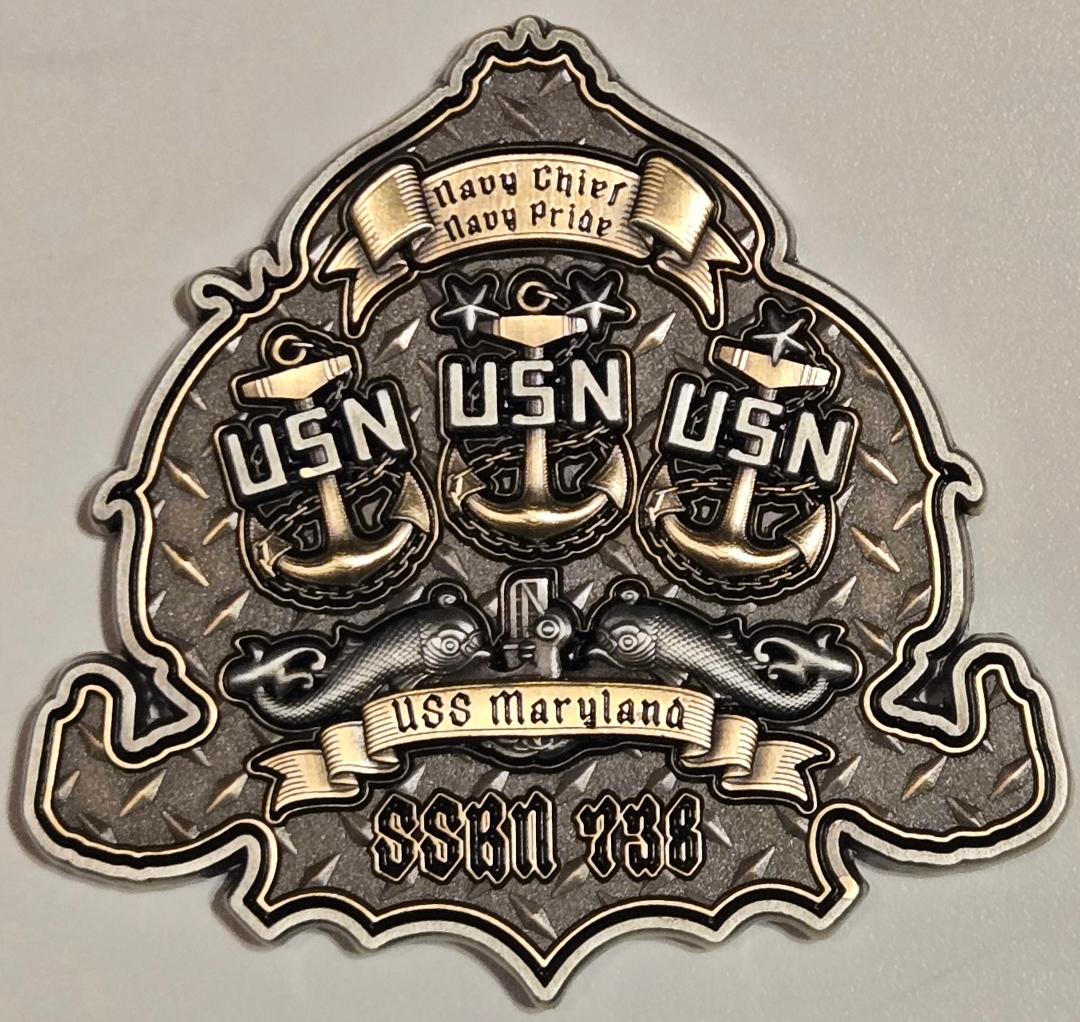 USS Maryland SSBN 738 Chief's Challenge Coin