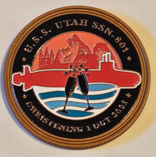 USS Utah SSN 801 Commissioning Committee Christening Challenge Coin
