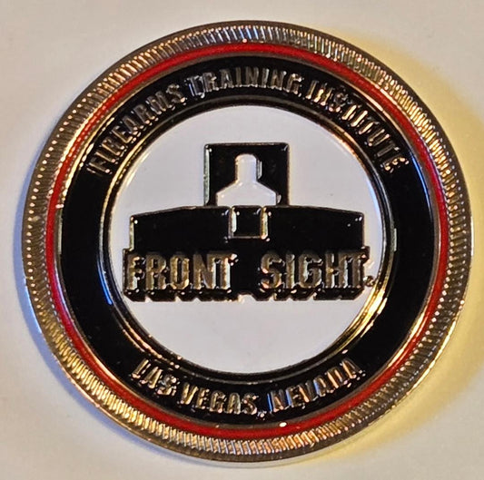 Circular badge with 'Front Sight' logo and text on a white background