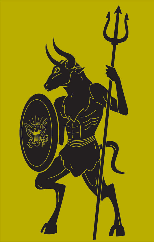 Minotaur Sticker (Black On Gold - Rectangle)