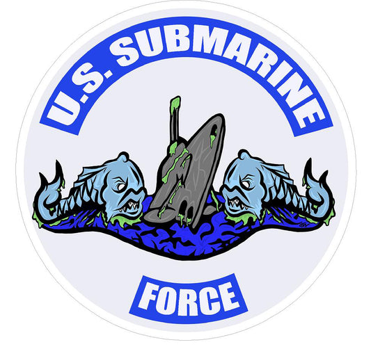 U.S. Submarine Force Round Sticker with Dolphins